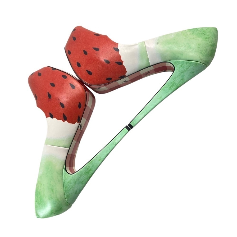 Taylor Says Watermelon Platform Pumps Leather Stiletto Heels Size 10 - Picture 3 of 9